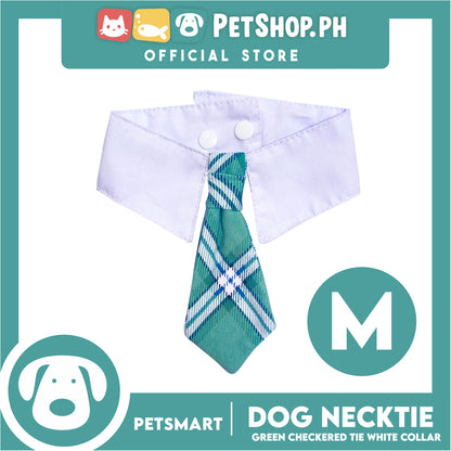Pet Necktie Bandana Collar Scarf Green Chekered Design  DB-CTN32M (Medium) Perfect Fit For Dogs And Cats, Breathable, Soft Lightweight Pet Bandana Collar Scarf