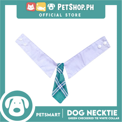 Pet Necktie Bandana Collar Scarf Green Chekered Design  DB-CTN32M (Medium) Perfect Fit For Dogs And Cats, Breathable, Soft Lightweight Pet Bandana Collar Scarf