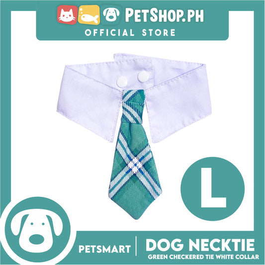 Pet Necktie Bandana Collar Scarf Green Checkered Design  DB-CTN32L (Large) Perfect Fit For Dogs And Cats, Breathable, Soft Lightweight Pet Bandana Collar Scarf