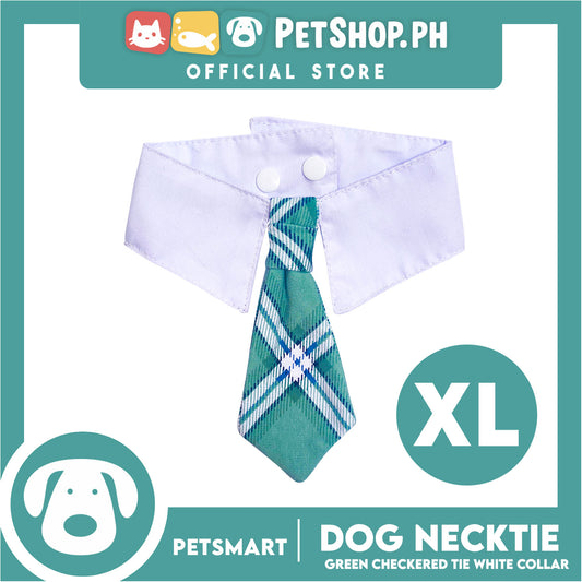 Pet Necktie Bandana Collar Scarf Green Checkered Design  DB-CTN32XL (XL) Perfect Fit For Dogs And Cats, Breathable, Soft Lightweight Pet Bandana Collar Scarf