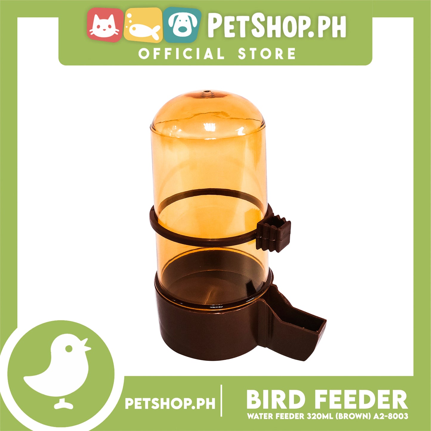 Jumbo Bird Water Feeder 320ml (Brown) Automatic Bird Water Feeder, Water Dispenser For Cage