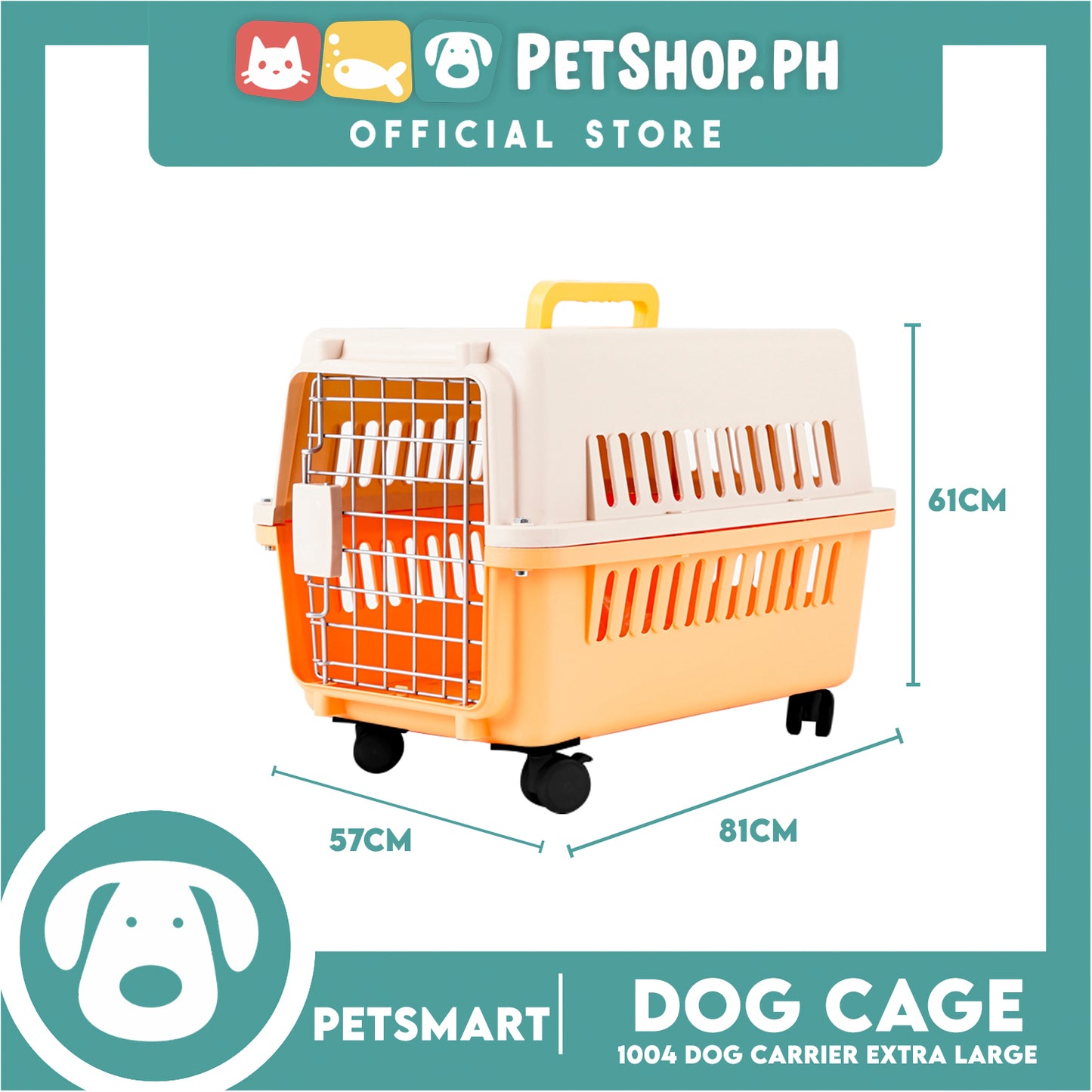 Pet Carrier With Wheels 1004 Dog Travel Carrier With Carrying Handle (Extra Large) 81cm x 57cm x 61cm