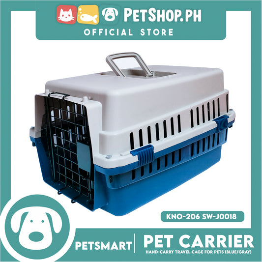 Pet Carrier Pet Travel Cage With Carrying Handle KNO-206 SW-J0018 (Gray Blue Color)