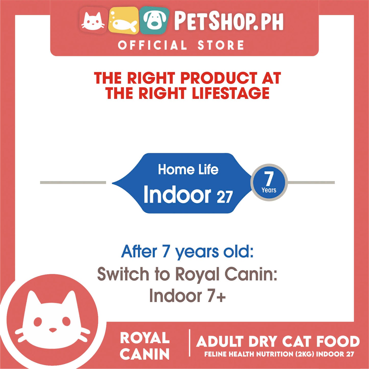 Royal Canin Indoor 27 (2kg) Adult Dry Cat Food - Feline Health Nutrition