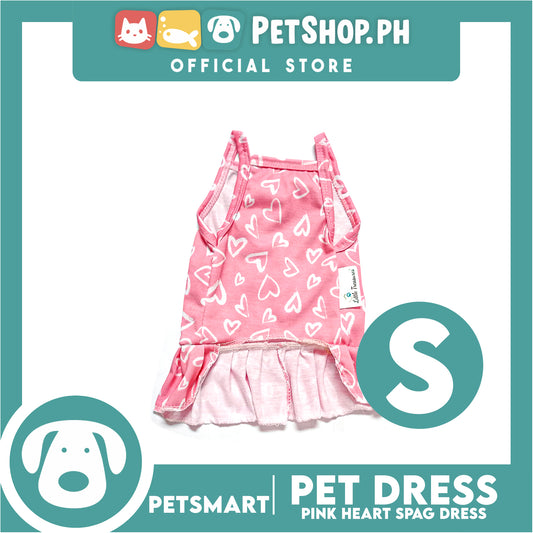 Pet Dress Pink Heart Spaghetti Dress DG-CTN118S (Small) Perfect Fit For Dogs And Cats, Pet Dress Clothes, Soft and Comfortable Pet Clothing