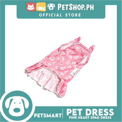Pet Dress Pink Heart Spaghetti Dress DG-CTN118S (Small) Perfect Fit For Dogs And Cats, Pet Dress Clothes, Soft and Comfortable Pet Clothing