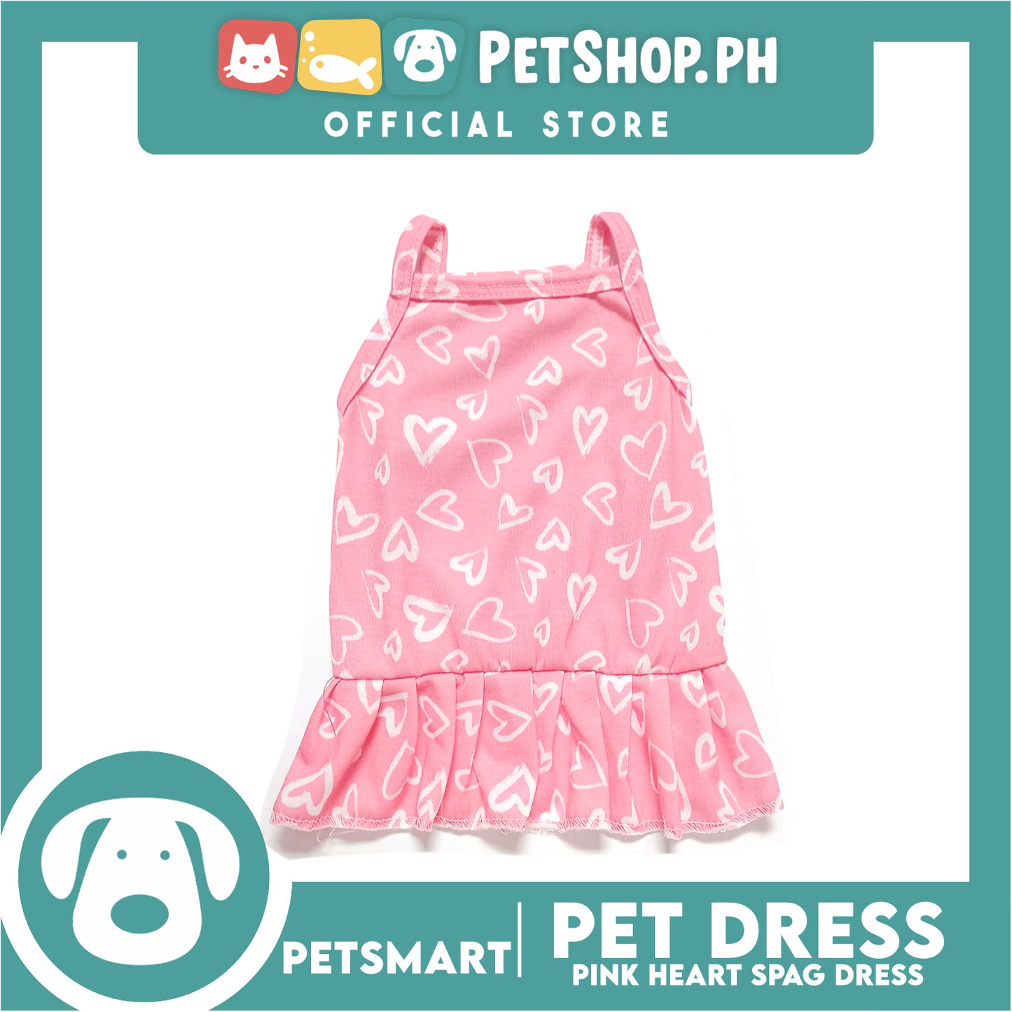 Pet Dress Pink Heart Spaghetti Dress DG-CTN118S (Small) Perfect Fit For Dogs And Cats, Pet Dress Clothes, Soft and Comfortable Pet Clothing