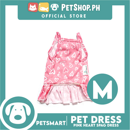 Pet Dress Pink Heart Spaghetti Dress DG-CTN118M (Medium) Perfect Fit For Dogs And Cats, Pet Dress Clothes, Soft and Comfortable Pet Clothing
