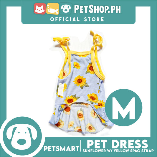 Pet Dress Sunflower With Yellow Spaghetti Strap Dress DG-CTN122M (Medium) Perfect Fit For Dogs And Cats, Pet Dress Clothes, Soft and Comfortable Pet Clothing