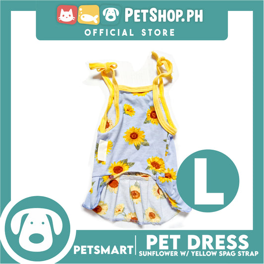 Pet Dress Sunflower With Yellow Spaghetti Strap Dress DG-CTN122L (Large) Perfect Fit For Dogs And Cats, Pet Dress Clothes, Soft and Comfortable Pet Clothing