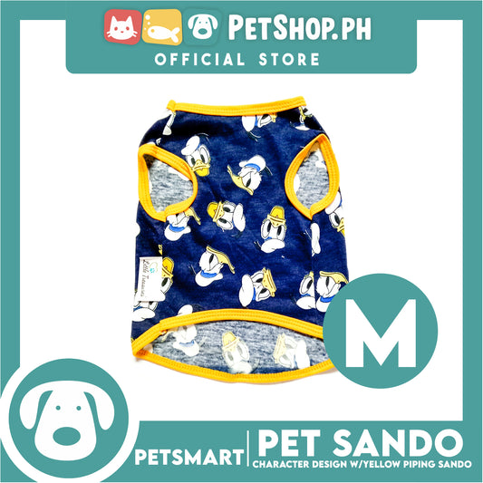 Pet Sando Apparel Character Design With Yellow Piping Sando DG-CTN125M (Medium) Perfect Fit For Dogs And Cats, Pet Clothes, Soft and Comfortable Pet Clothing