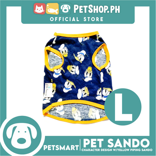 Pet Sando Apparel Character Design With Yellow Piping Sando DG-CTN125L (Large) Perfect Fit For Dogs And Cats, Pet Clothes, Soft and Comfortable Pet Clothing