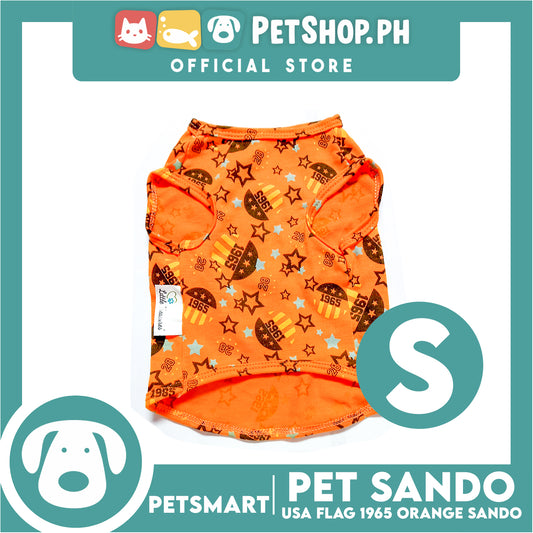 Pet Sando Apparel USA Flag 1965 Orange Sando DG-CTN127S (Small) Perfect Fit For Dogs And Cats, Pet Clothes, Soft and Comfortable Pet Clothing