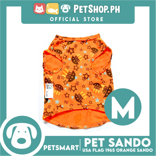 Pet Sando Apparel USA Flag 1965 Orange Sando DG-CTN127M (Medium) Perfect Fit For Dogs And Cats, Pet Clothes, Soft and Comfortable Pet Clothing