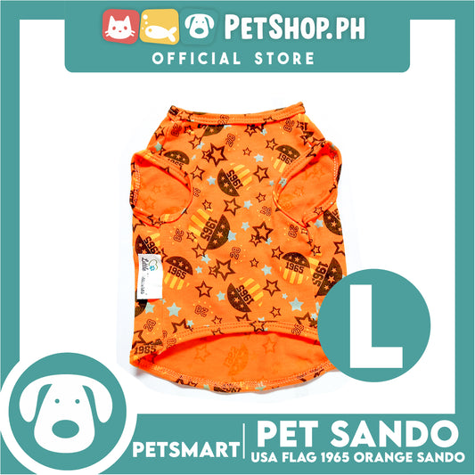 Pet Sando Apparel USA Flag 1965 Orange Sando DG-CTN127L (Large) Perfect Fit For Dogs And Cats, Pet Clothes, Soft and Comfortable Pet Clothing