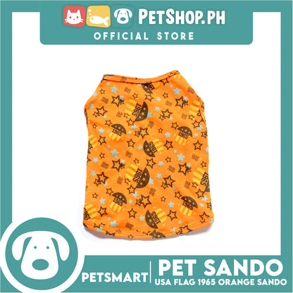 Pet Sando Apparel USA Flag 1965 Orange Sando DG-CTN127L (Large) Perfect Fit For Dogs And Cats, Pet Clothes, Soft and Comfortable Pet Clothing