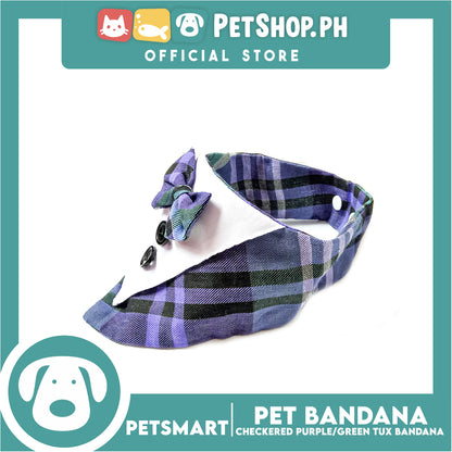 Pet Bandana Collar Scarf Checkered Purple Green Tux Bandana DB-CTN33S (Small)