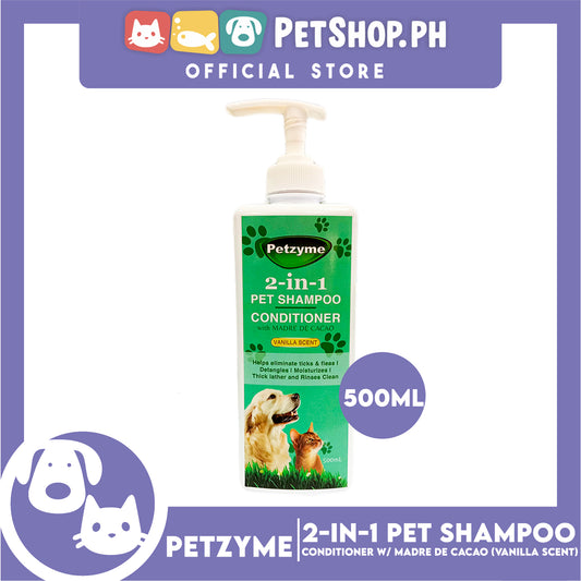 Petzyme 2 in 1 Pet Shampoo, Conditioner With Madre De Cacao (Vanilla Scent) Pets Grooming