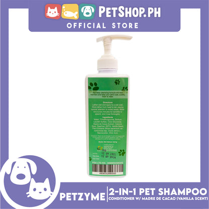 Petzyme 2 in 1 Pet Shampoo, Conditioner With Madre De Cacao (Vanilla Scent) Pets Grooming