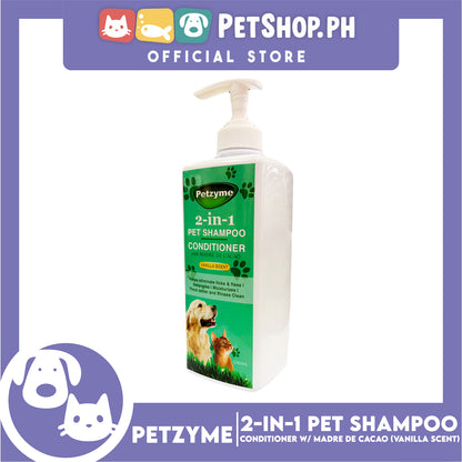 Petzyme 2 in 1 Pet Shampoo, Conditioner With Madre De Cacao (Vanilla Scent) Pets Grooming