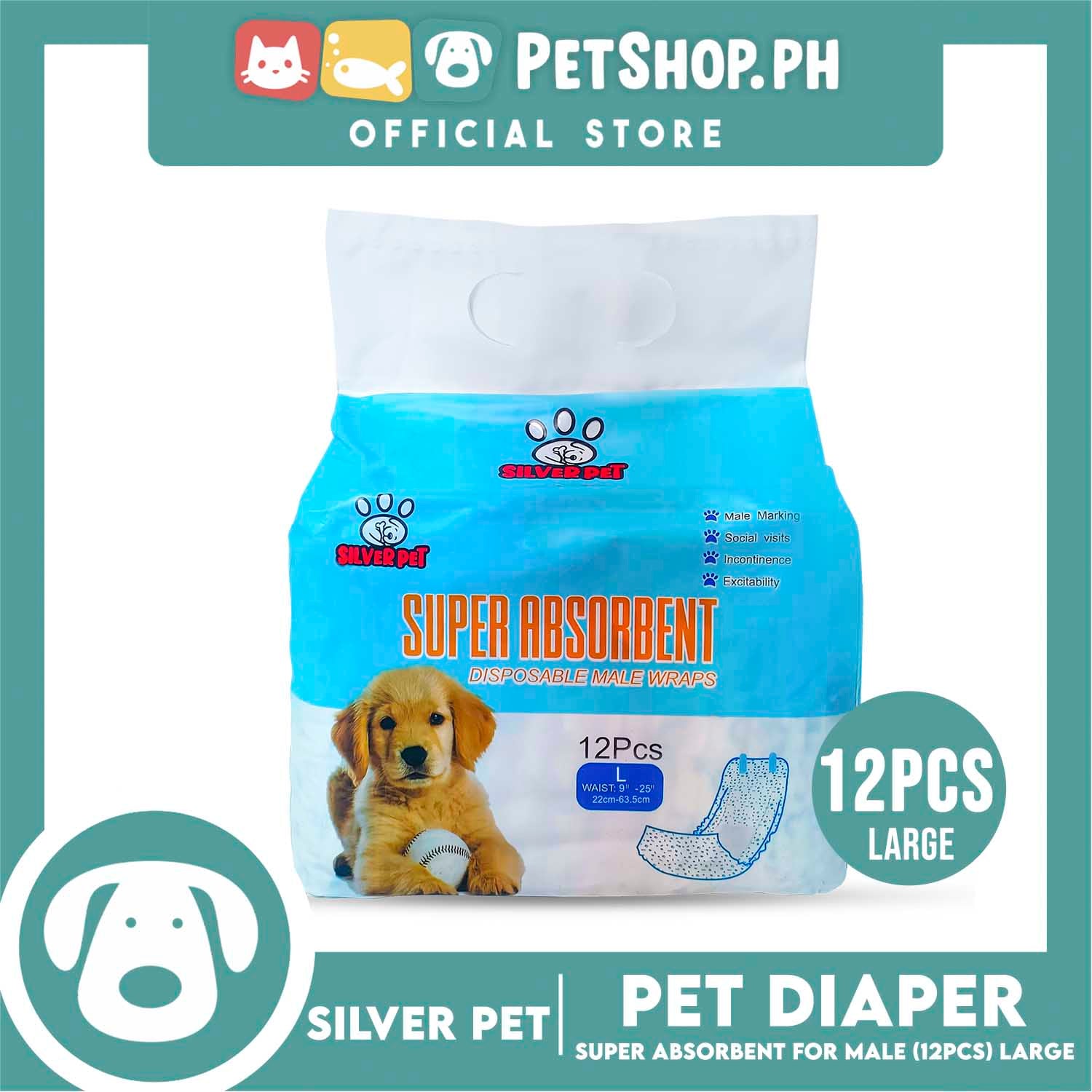 12pcs Silver Pet Super Absorbent Disposable Male Dog Wrap Diaper