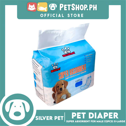 12pcs Silver Pet Super Absorbent Disposable Male Dog Wrap/ Diaper Extra Large
