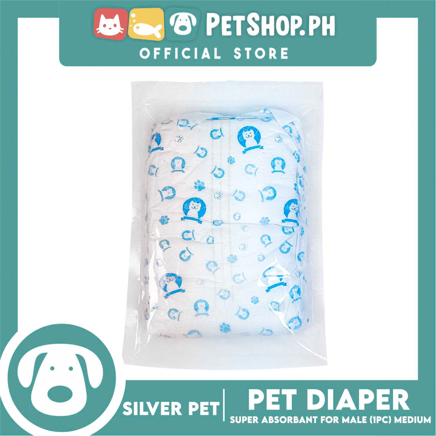 Silver Pet Super Absorbent Disposable Male Dog Wrap/ Diaper Medium