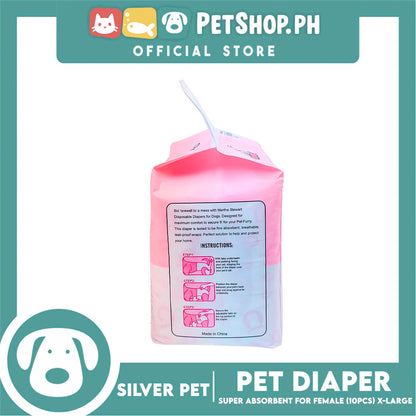 10pcs Silver Pet Super Absorbent Disposable Female Dog Wrap/ Diaper Extra Large