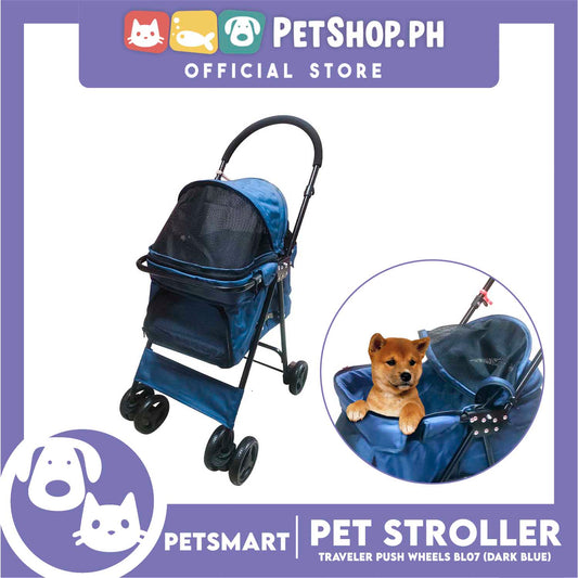 Pet Stroller Traveler Push Wheels BL07 (Dark Blue)