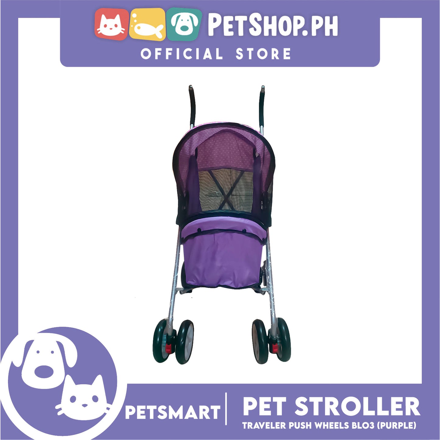 Pet Stroller Traveler Push Wheels BL03 (Purple)