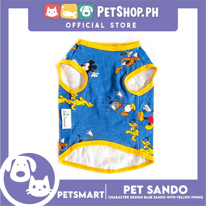 Pet Sando Clothes, Blue Color With Character Design, Yellow Piping DG-CTN128S (Small)