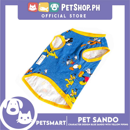 Pet Sando Clothes, Blue Color With Character Design, Yellow Piping DG-CTN128S (Small)