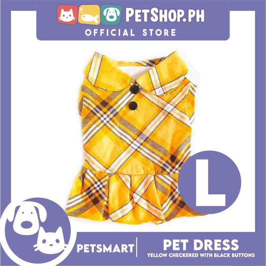 Pet Dress Clothes, Yellow Checkered With Black Buttons DG-CN131L (Large)