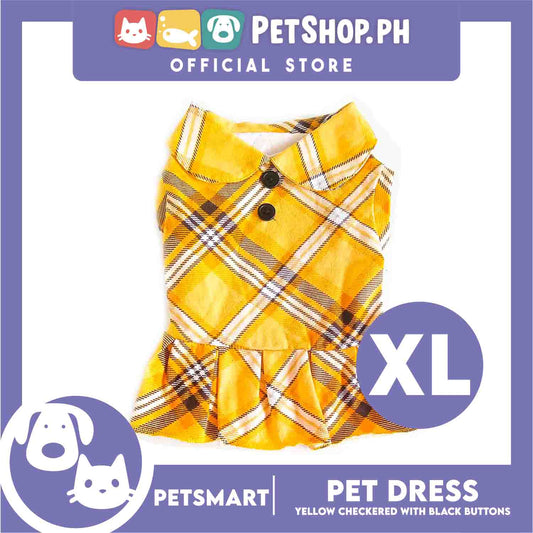 Pet Dress Clothes, Yellow Checkered With Black Buttons DG-CN131XL (XL)