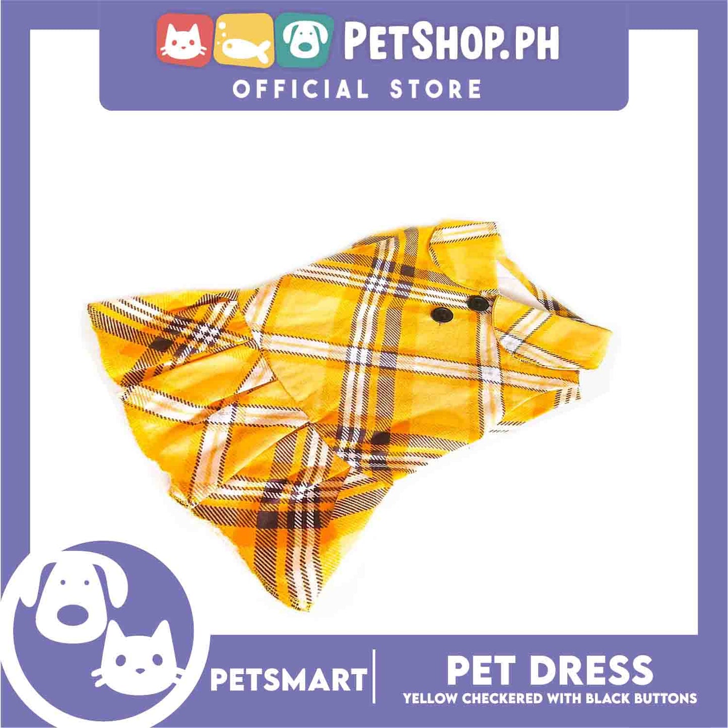 Pet Dress Clothes, Yellow Checkered With Black Buttons DG-CN131XL (XL)