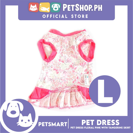 Pet Dress Clothes, Floral Pink With Tangerine Skirt Dress DG-CTN134L (Large)