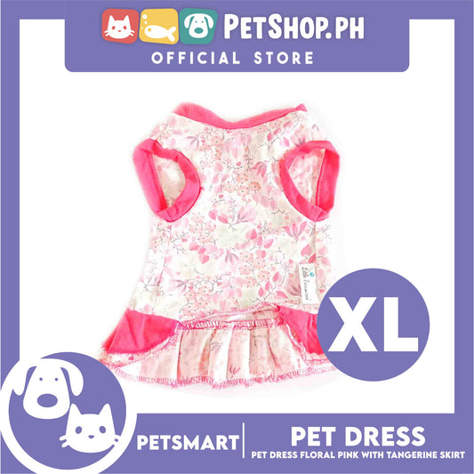 Pet Dress Clothes, Floral Pink With Tangerine Skirt Dress DG-CTN134XL (XL)