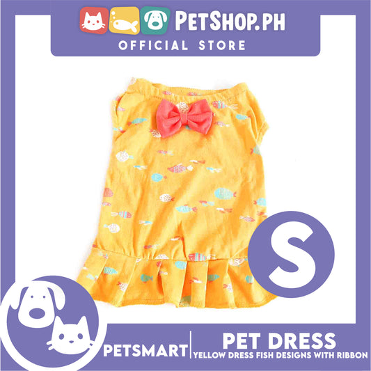 Pet Dress Clothes, Yellow Color Fish Design With Ribbon DG-CTN135S (Small)