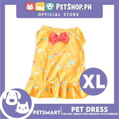 Pet Dress Clothes, Yellow Color Fish Design With Ribbon DG-CTN135XL (XL)