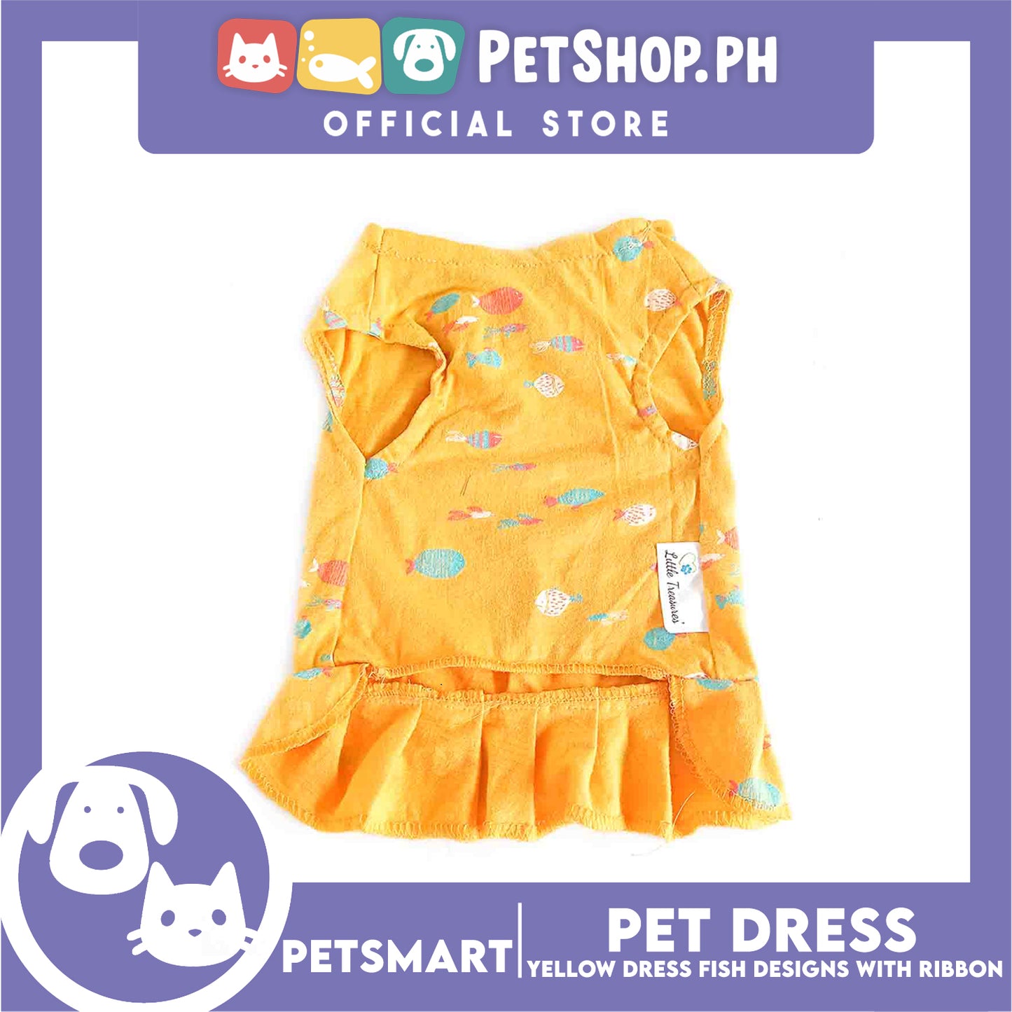 Pet Dress Clothes, Yellow Color Fish Design With Ribbon DG-CTN135XL (XL)