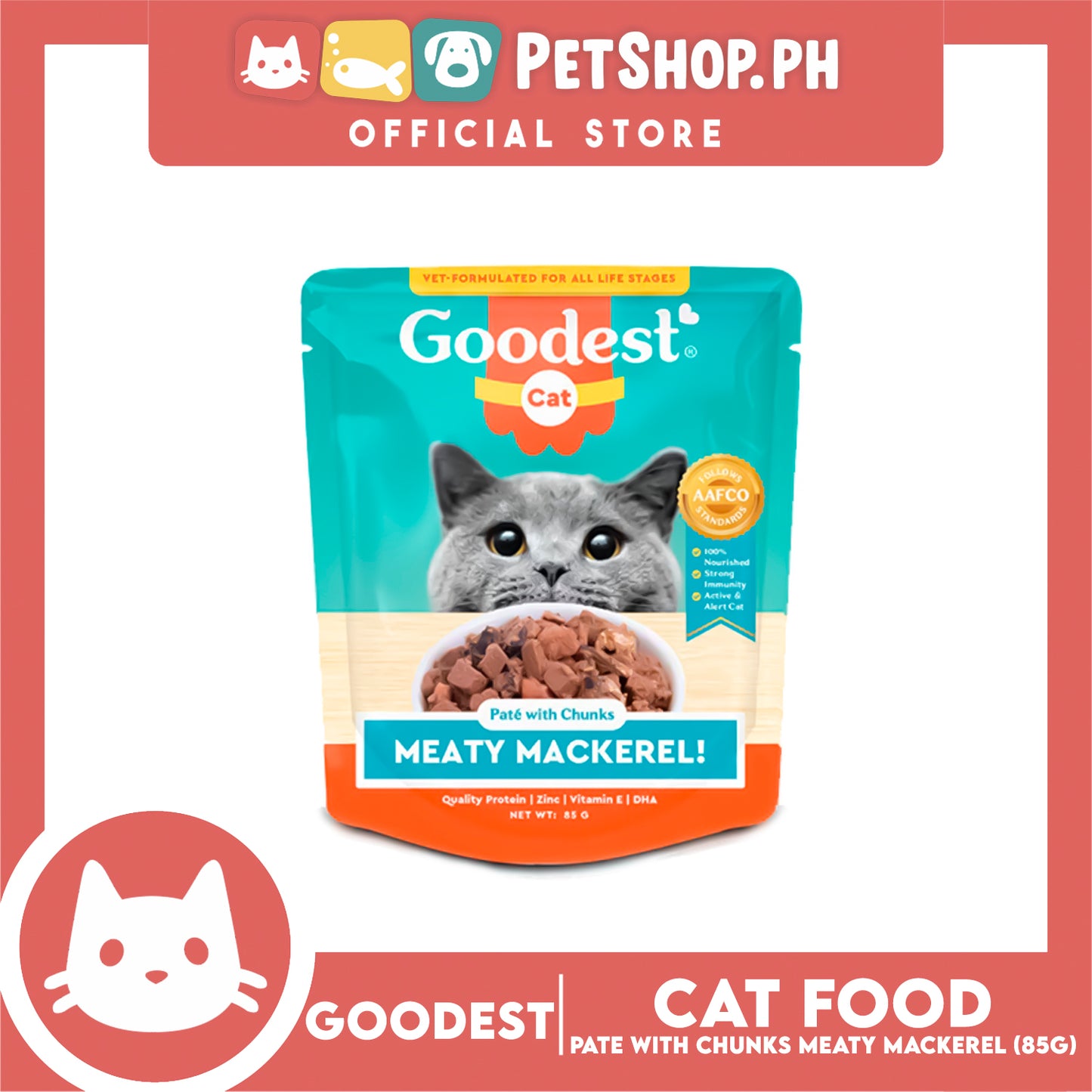 Goodest Cat Meaty Mackerel Pate With Chunks 85g Wet Cat Food