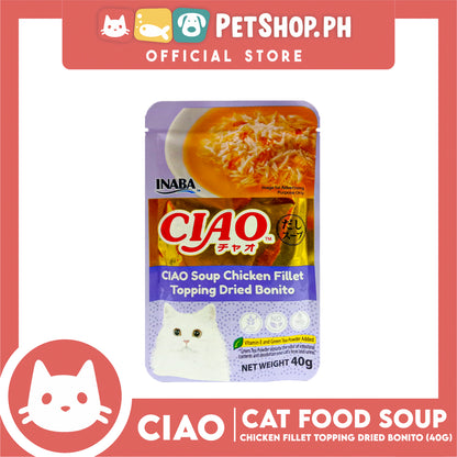 Ciao Soup Chicken Fillet Topping Dried Bonito Flavor 40g (IC-217) Cat Wet Food