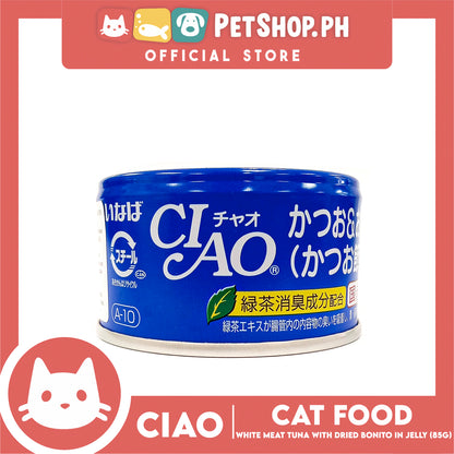 Ciao White Meat Tuna With Dried Bonito In Jelly Flavor 85g (A-10) Cat Wet Food, Cat Canned Food