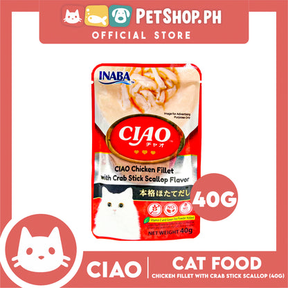 Ciao Chicken Fillet With Crab Stick Scallop Flavor 40g (IC-209) Cat Wet Food