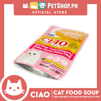 Ciao Soup Tuna (Maguro) And Scallop Topping Chicken Fillet Flavor 40g (IC-211) Cat Wet Food