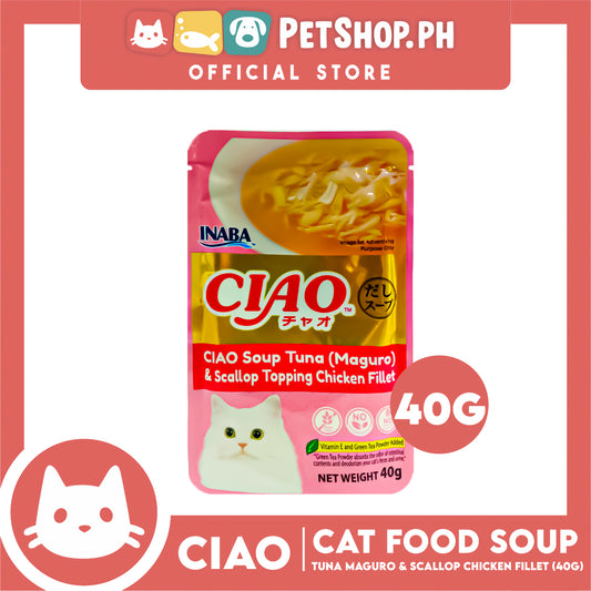 Ciao Soup Tuna (Maguro) And Scallop Topping Chicken Fillet Flavor 40g (IC-211) Cat Wet Food