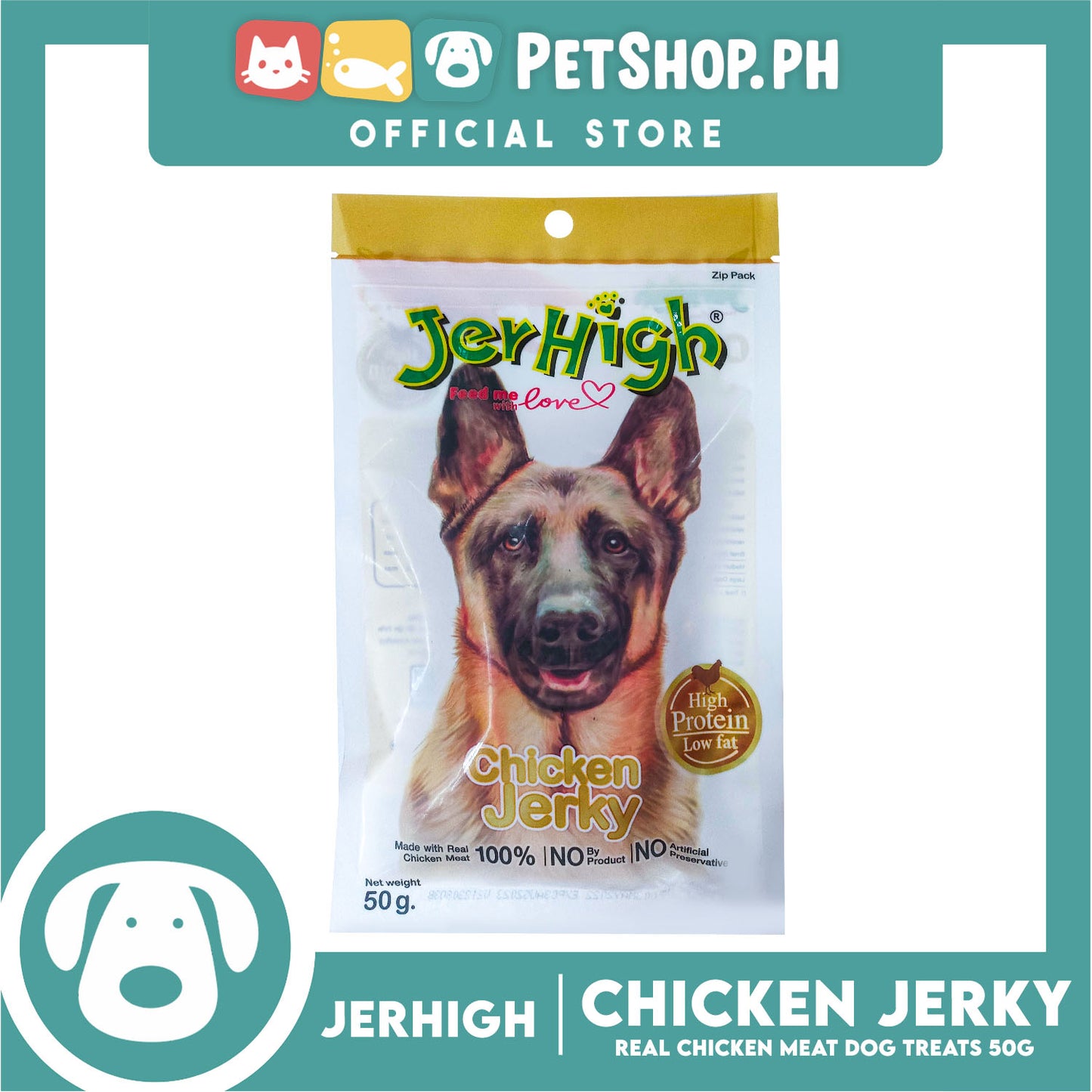 Jerhigh Chicken Jerky with Real Chicken Meat 50g Dog Treats