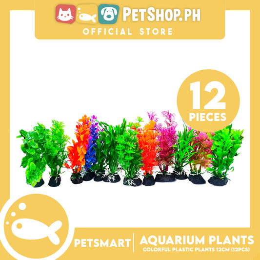12cm Plastic Plants (1 Pack) For Aquarium, Artificial Water Grass Plants Set Of 12pcs (Assorted Designs And Colors) Aquarium Plant Ornament Decoration Accessories