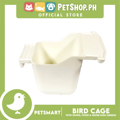 Bird Cage with Swing, Food and Water Dish (1000) Green Color, 30cm x 23cm x 40cm