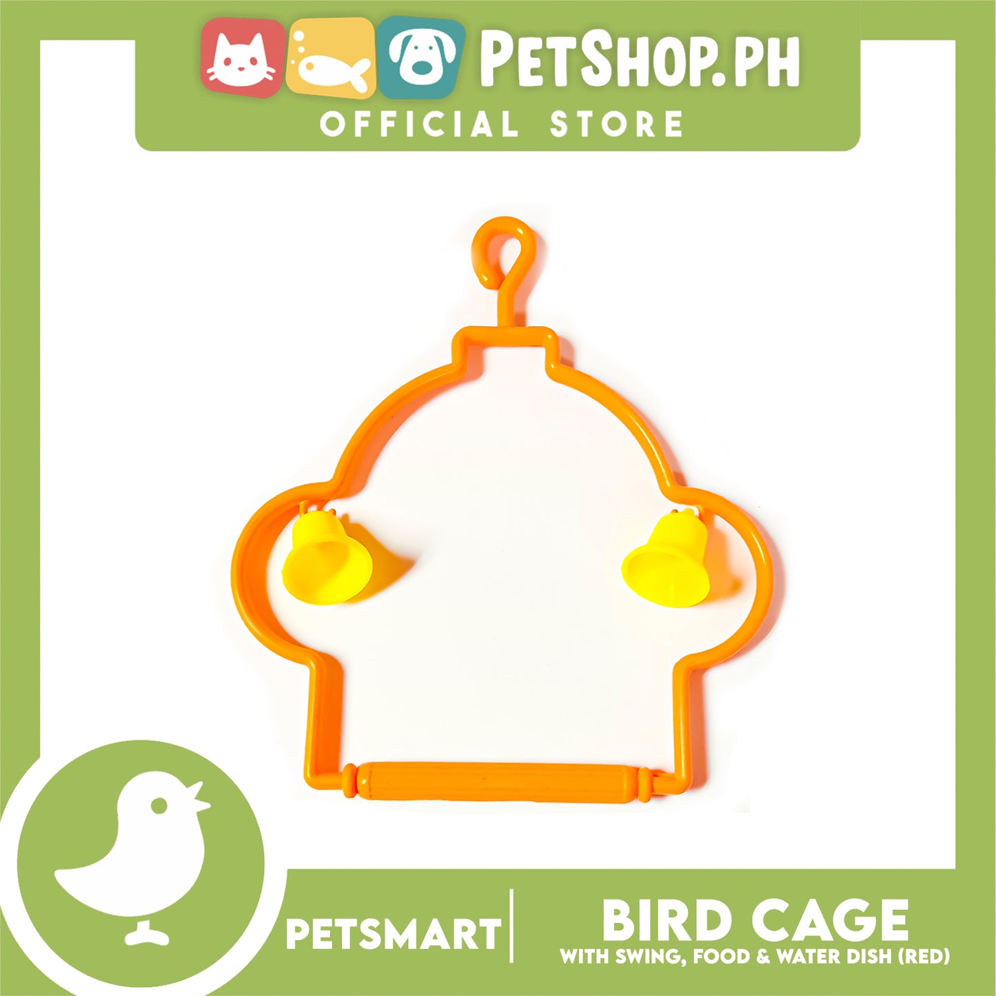 Bird Cage with Swing, Food and Water Dish (1000) Red Color, 30cm x 23cm x 40cm